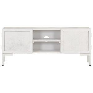 vidaXL TV Stand White 45.3"x11.8"x18.1" Solid Wood Mango-3