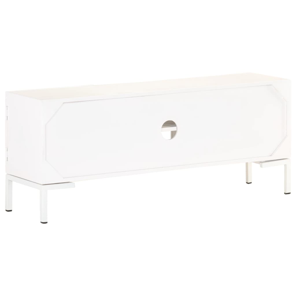 vidaXL TV Stand White 45.3"x11.8"x18.1" Solid Wood Mango-5