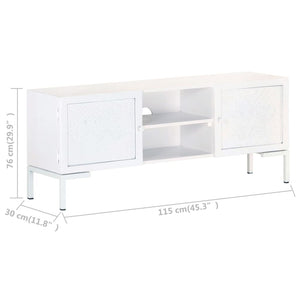 vidaXL TV Stand White 45.3"x11.8"x18.1" Solid Wood Mango-9