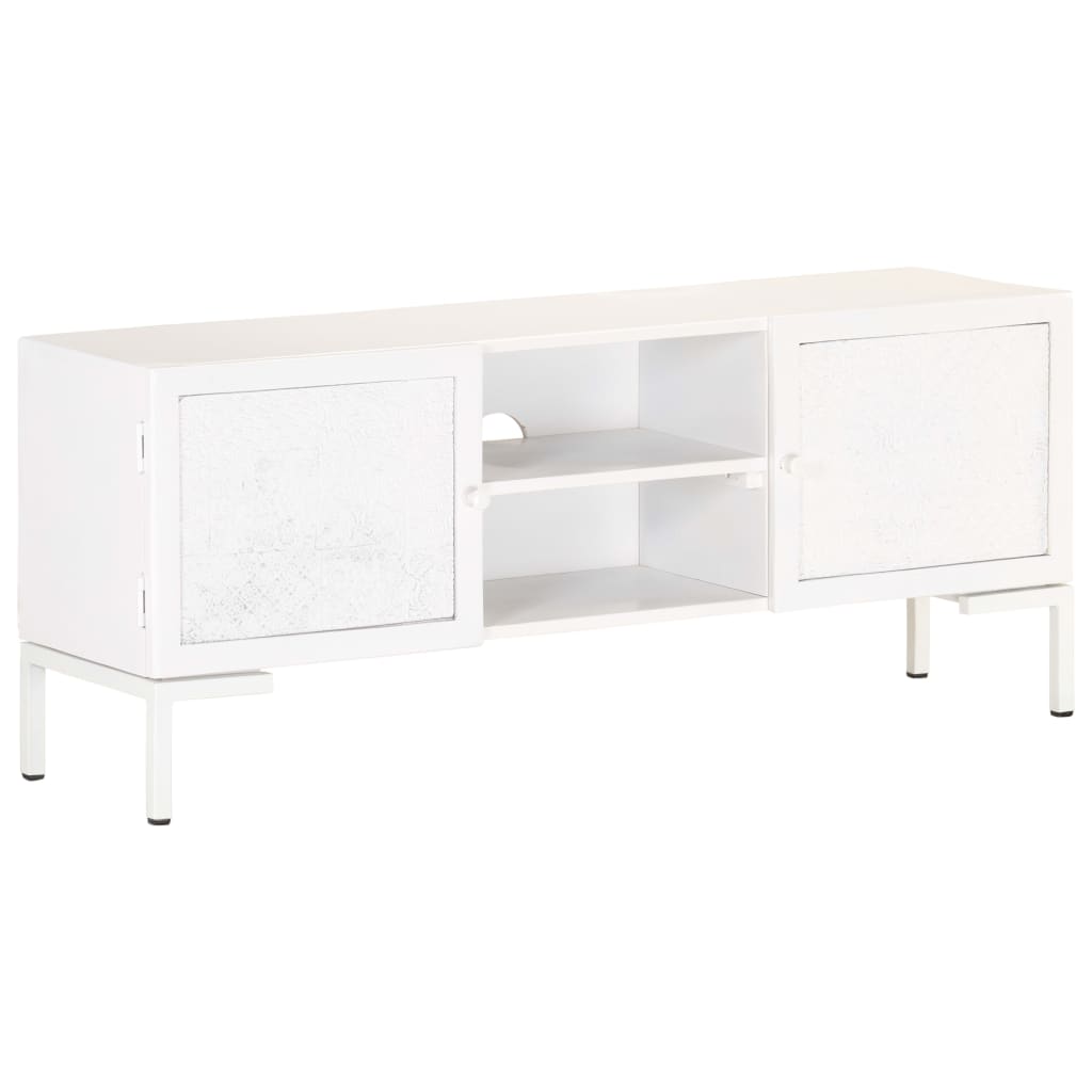 vidaXL TV Stand White 45.3"x11.8"x18.1" Solid Wood Mango-10