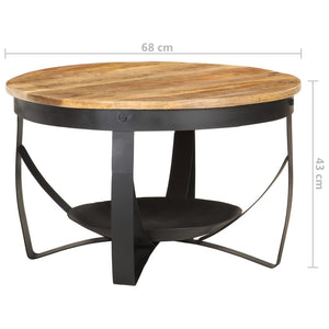 vidaXL Coffee Table Ø26.8"x16.9" Rough Mango Wood-0