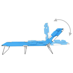 vidaXL Patio Lounge Chair Folding Sunlounger Sunbed with Head Cushion Steel-40