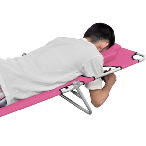 vidaXL Patio Lounge Chair Folding Sunlounger Sunbed with Head Cushion Steel-29