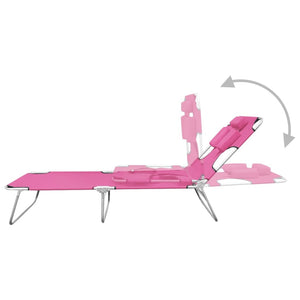 vidaXL Patio Lounge Chair Folding Sunlounger Sunbed with Head Cushion Steel-35