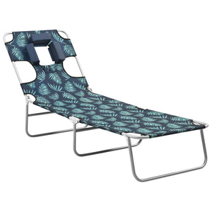 vidaXL Patio Lounge Chair Folding Sunlounger Sunbed with Head Cushion Steel-21