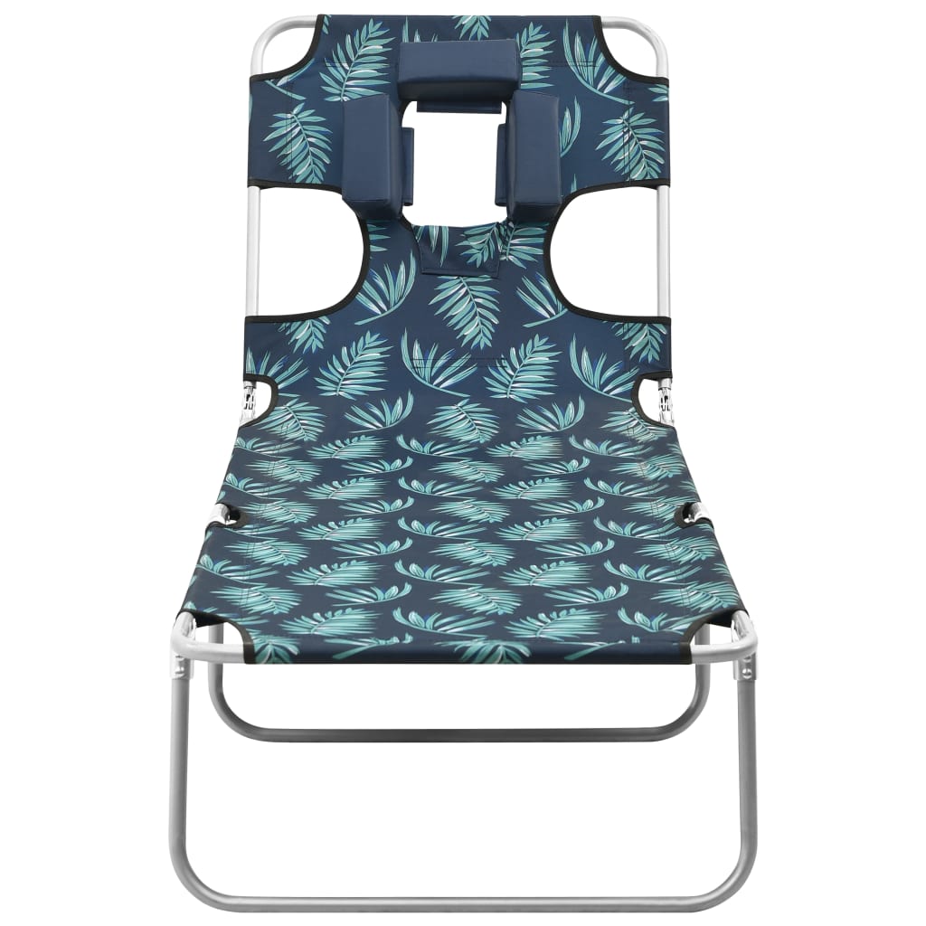 vidaXL Patio Lounge Chair Folding Sunlounger Sunbed with Head Cushion Steel-27