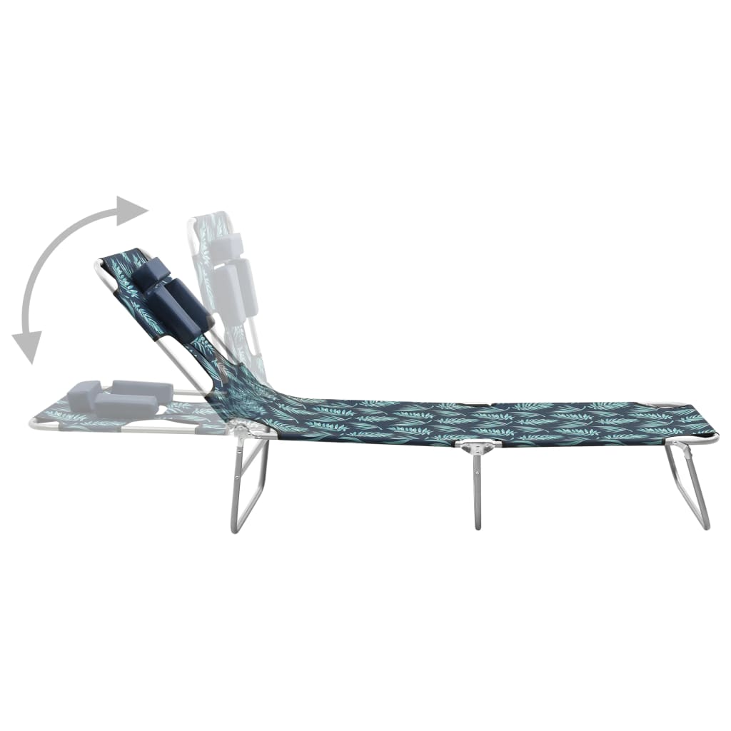 vidaXL Patio Lounge Chair Folding Sunlounger Sunbed with Head Cushion Steel-33