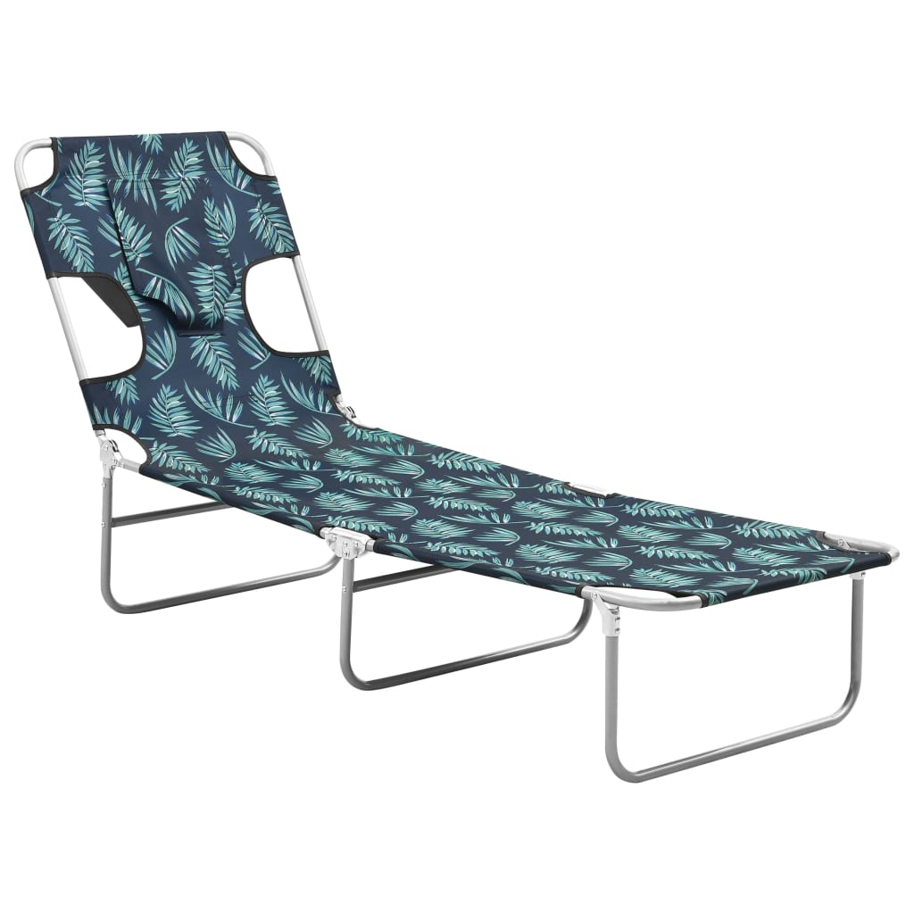 vidaXL Patio Lounge Chair Folding Sunlounger Sunbed with Head Cushion Steel-39