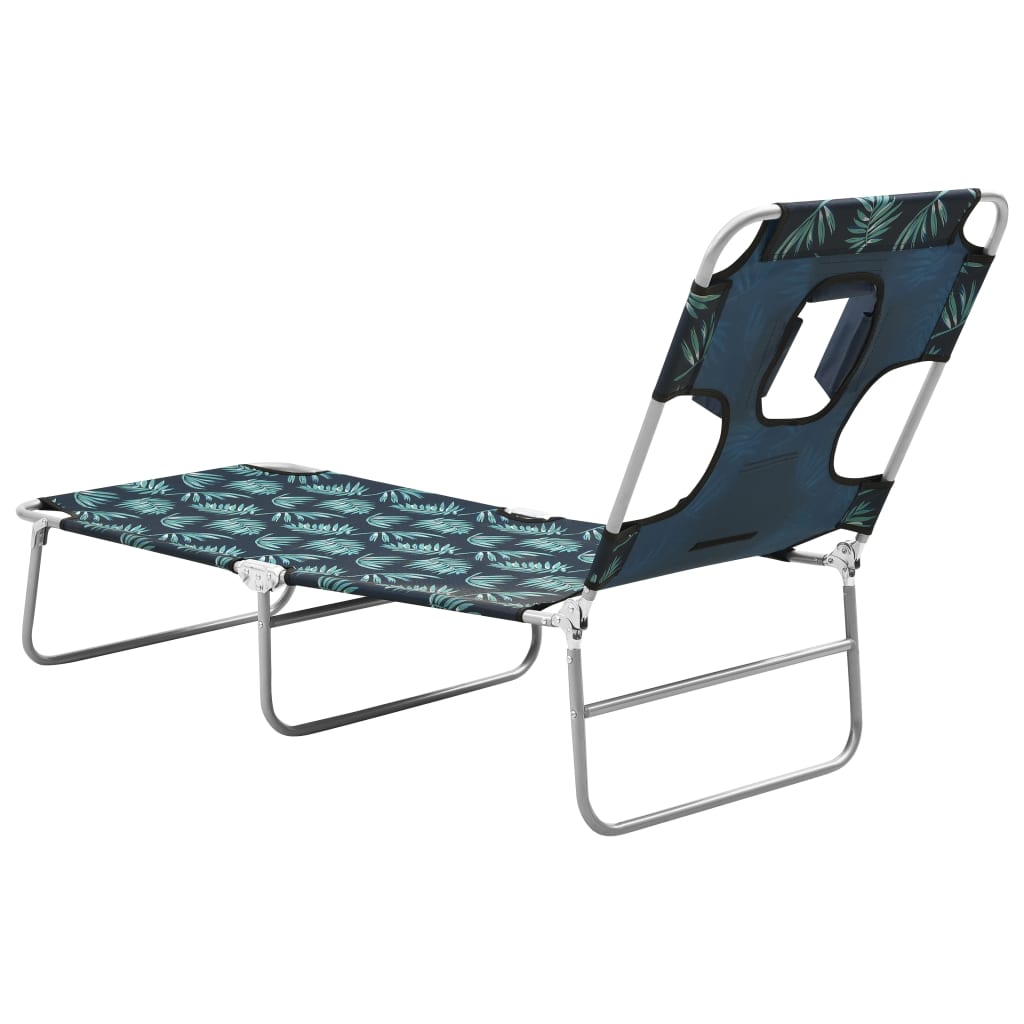 vidaXL Patio Lounge Chair Folding Sunlounger Sunbed with Head Cushion Steel-45