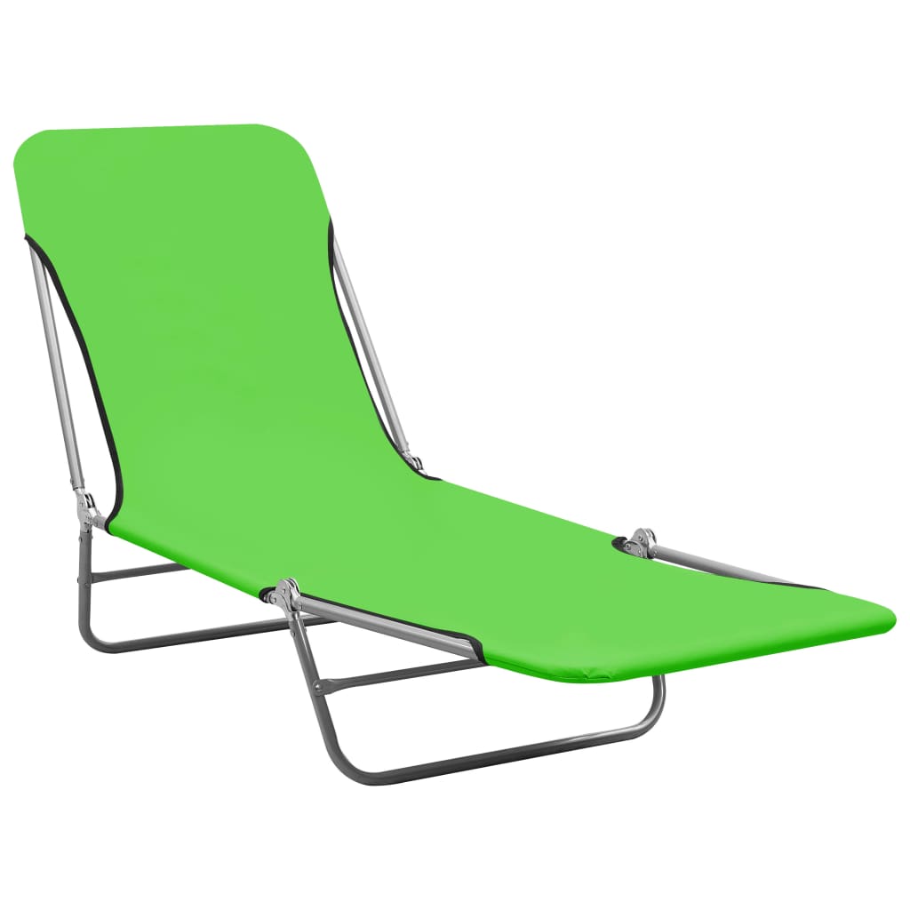 vidaXL 2x Folding Sun Lounger Steel and Fabric Garden Lounge Seat Multi Colors-13