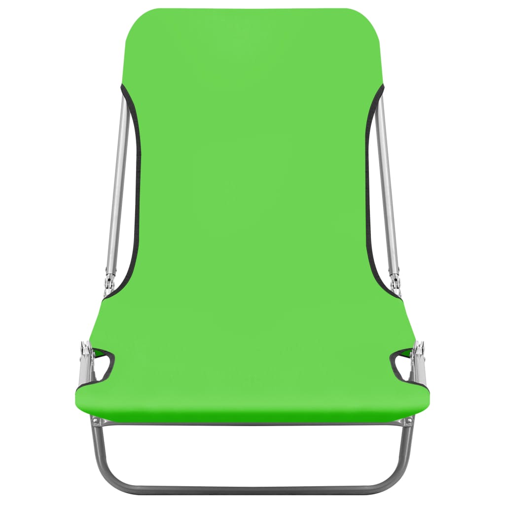 vidaXL 2x Folding Sun Lounger Steel and Fabric Garden Lounge Seat Multi Colors-15