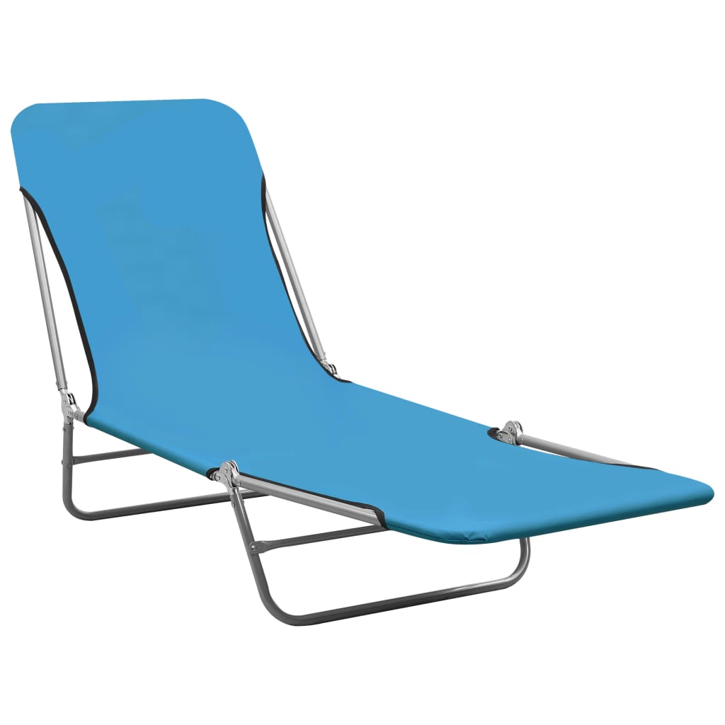 vidaXL 2x Folding Sun Lounger Steel and Fabric Garden Lounge Seat Multi Colors-19