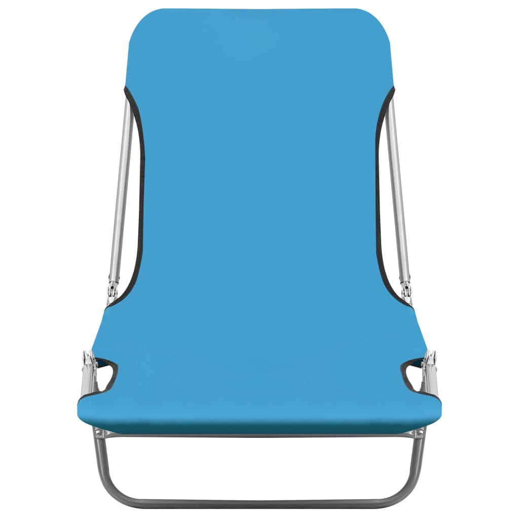 vidaXL 2x Folding Sun Lounger Steel and Fabric Garden Lounge Seat Multi Colors-21