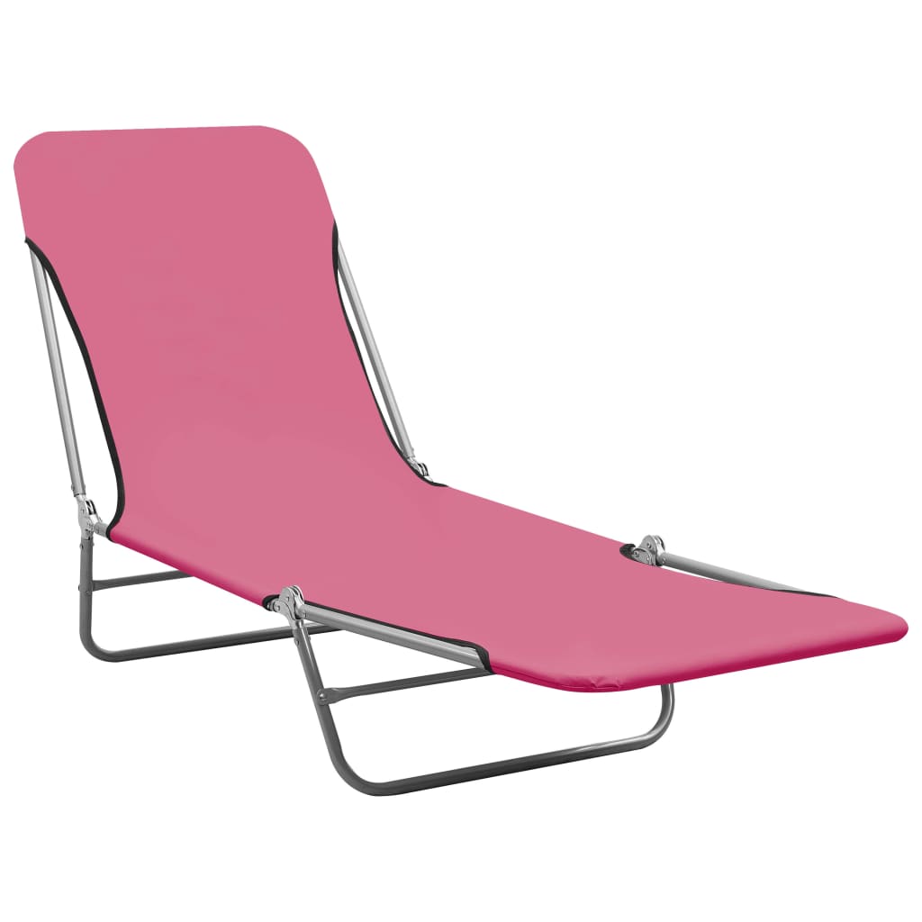 vidaXL 2x Folding Sun Lounger Steel and Fabric Garden Lounge Seat Multi Colors-23