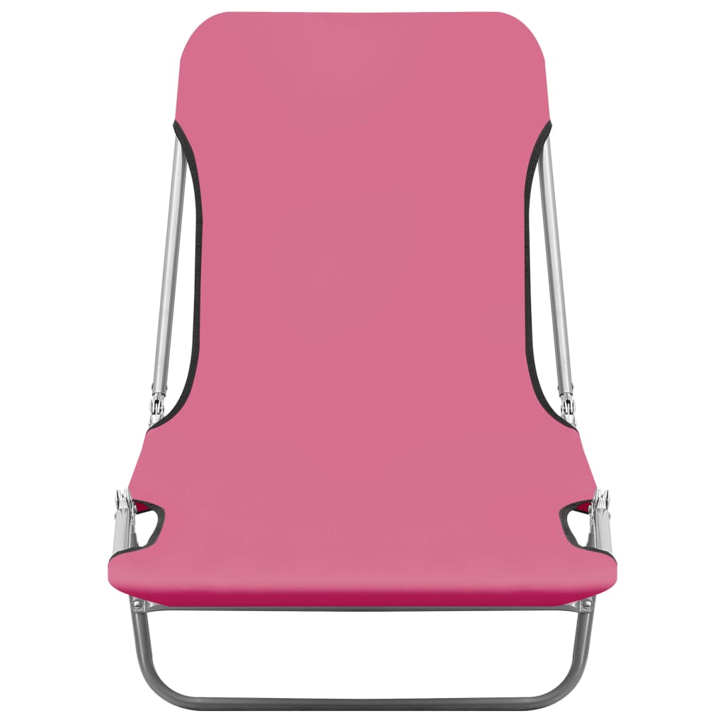 vidaXL 2x Folding Sun Lounger Steel and Fabric Garden Lounge Seat Multi Colors-24
