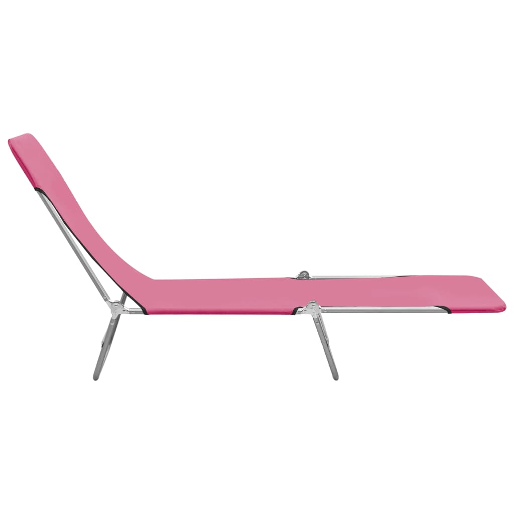 vidaXL 2x Folding Sun Lounger Steel and Fabric Garden Lounge Seat Multi Colors-1