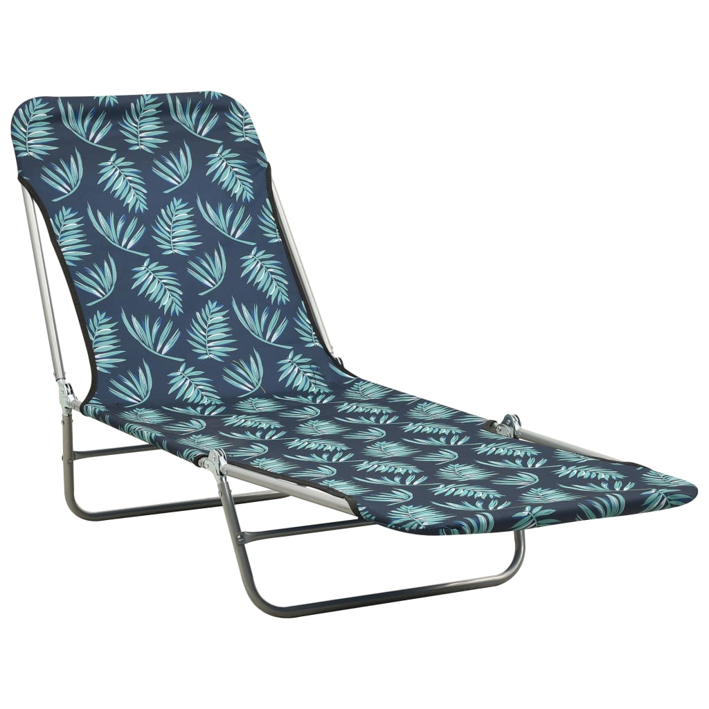 vidaXL 2x Folding Sun Lounger Steel and Fabric Garden Lounge Seat Multi Colors-26