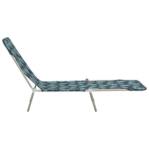 vidaXL 2x Folding Sun Lounger Steel and Fabric Garden Lounge Seat Multi Colors-3