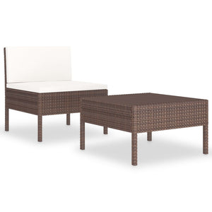 vidaXL Patio Furniture Set 2 Piece Patio Sectional Sofa with Table Poly Rattan-4