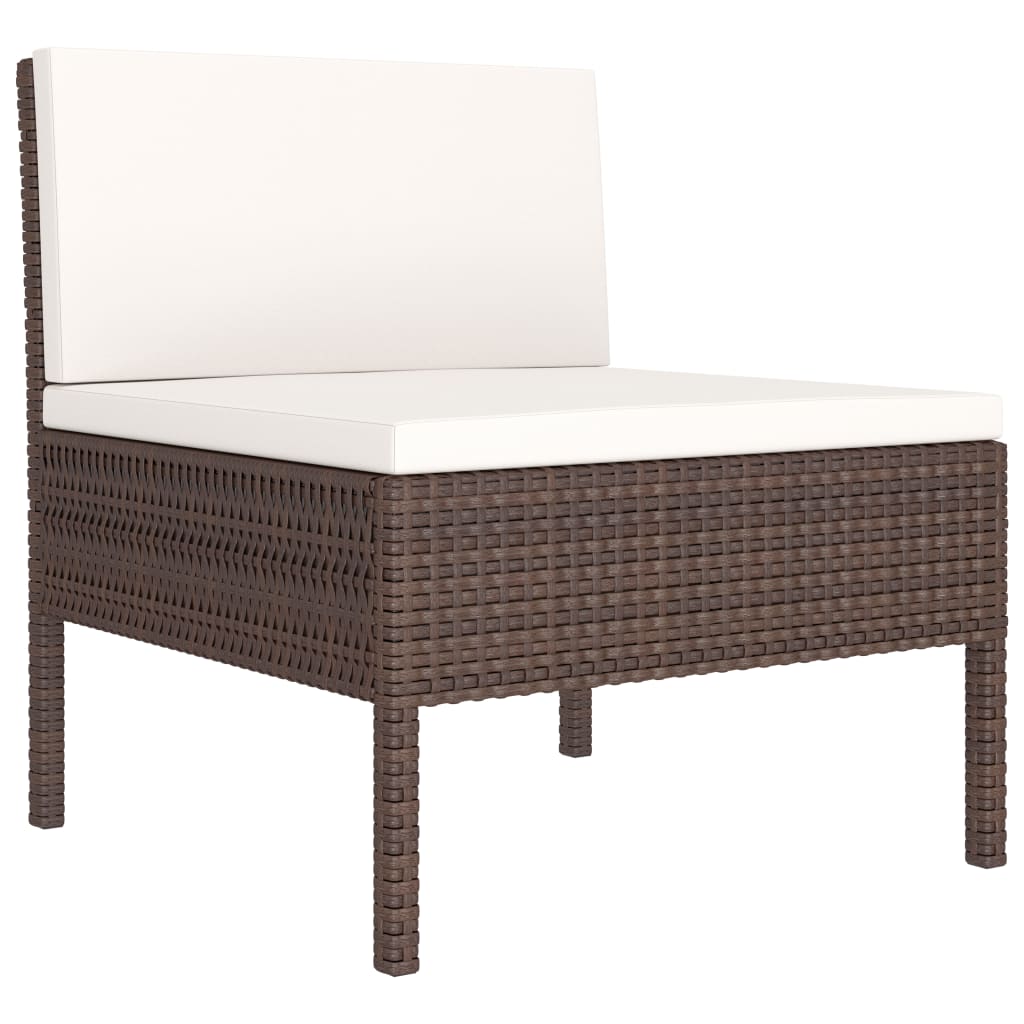 vidaXL Patio Furniture Set 2 Piece Patio Sectional Sofa with Table Poly Rattan-6