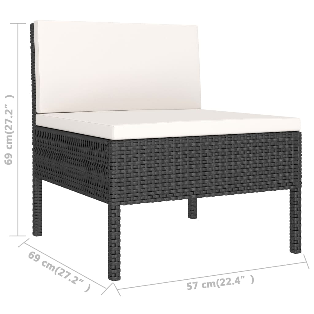 vidaXL Patio Furniture Set 2 Piece Patio Sectional Sofa with Table Poly Rattan-11