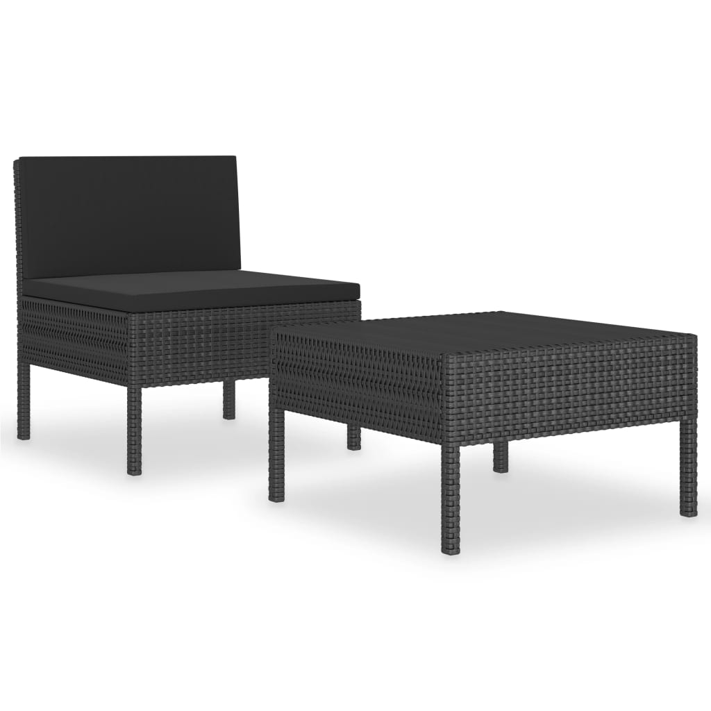vidaXL Patio Furniture Set 2 Piece Patio Sectional Sofa with Table Poly Rattan-16