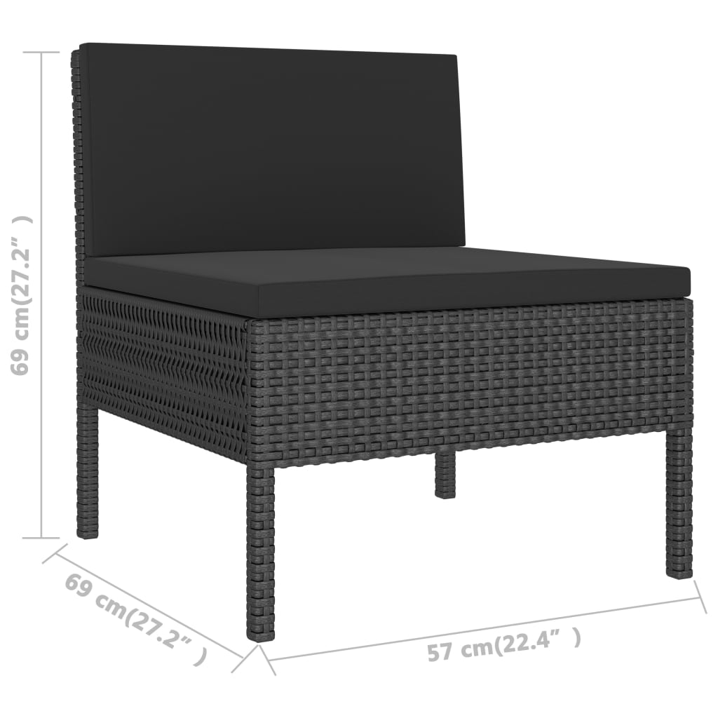 vidaXL Patio Furniture Set 2 Piece Patio Sectional Sofa with Table Poly Rattan-15