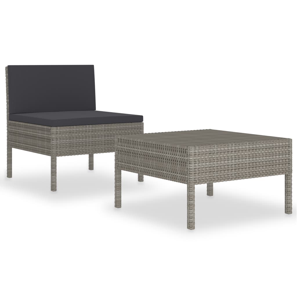 vidaXL Patio Furniture Set 2 Piece Patio Sectional Sofa with Table Poly Rattan-1