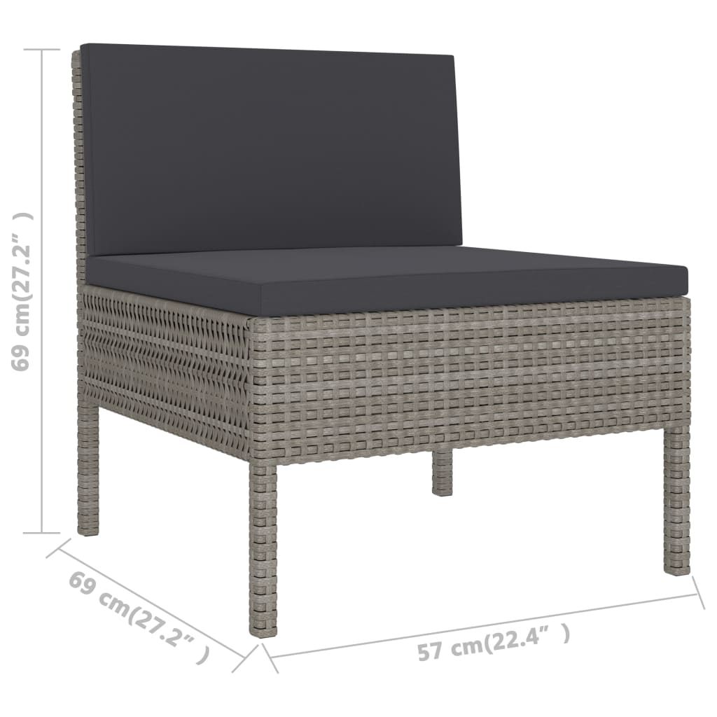 vidaXL Patio Furniture Set 2 Piece Patio Sectional Sofa with Table Poly Rattan-19