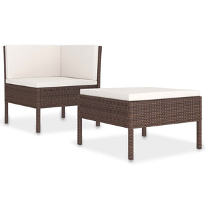 vidaXL Patio Furniture Set 2 Piece Patio Sectional Sofa with Table Poly Rattan-5