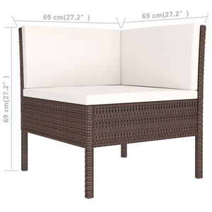 vidaXL Patio Furniture Set 2 Piece Patio Sectional Sofa with Table Poly Rattan-8