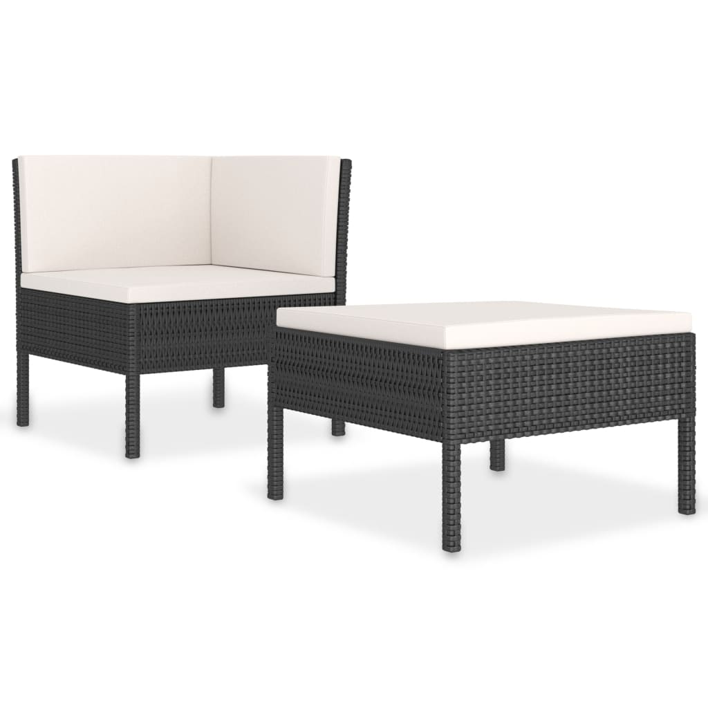 vidaXL Patio Furniture Set 2 Piece Patio Sectional Sofa with Table Poly Rattan-11