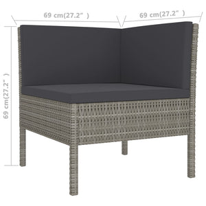 vidaXL Patio Furniture Set 2 Piece Patio Sectional Sofa with Table Poly Rattan-20