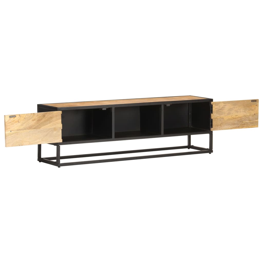 vidaXL TV Stand TV Console Sideboard TV Unit with Carved Door Rough Mango Wood-7