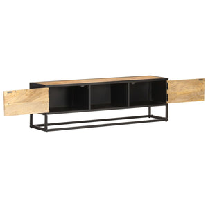 vidaXL TV Stand TV Console Sideboard TV Unit with Carved Door Rough Mango Wood-7