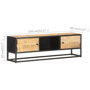 vidaXL TV Stand TV Console Sideboard TV Unit with Carved Door Rough Mango Wood-6