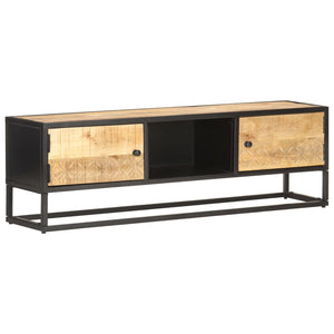 vidaXL TV Stand TV Console Sideboard TV Unit with Carved Door Rough Mango Wood-8