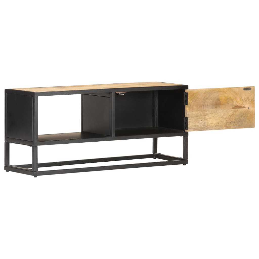 vidaXL TV Stand TV Console Sideboard TV Unit with Carved Door Rough Mango Wood-0