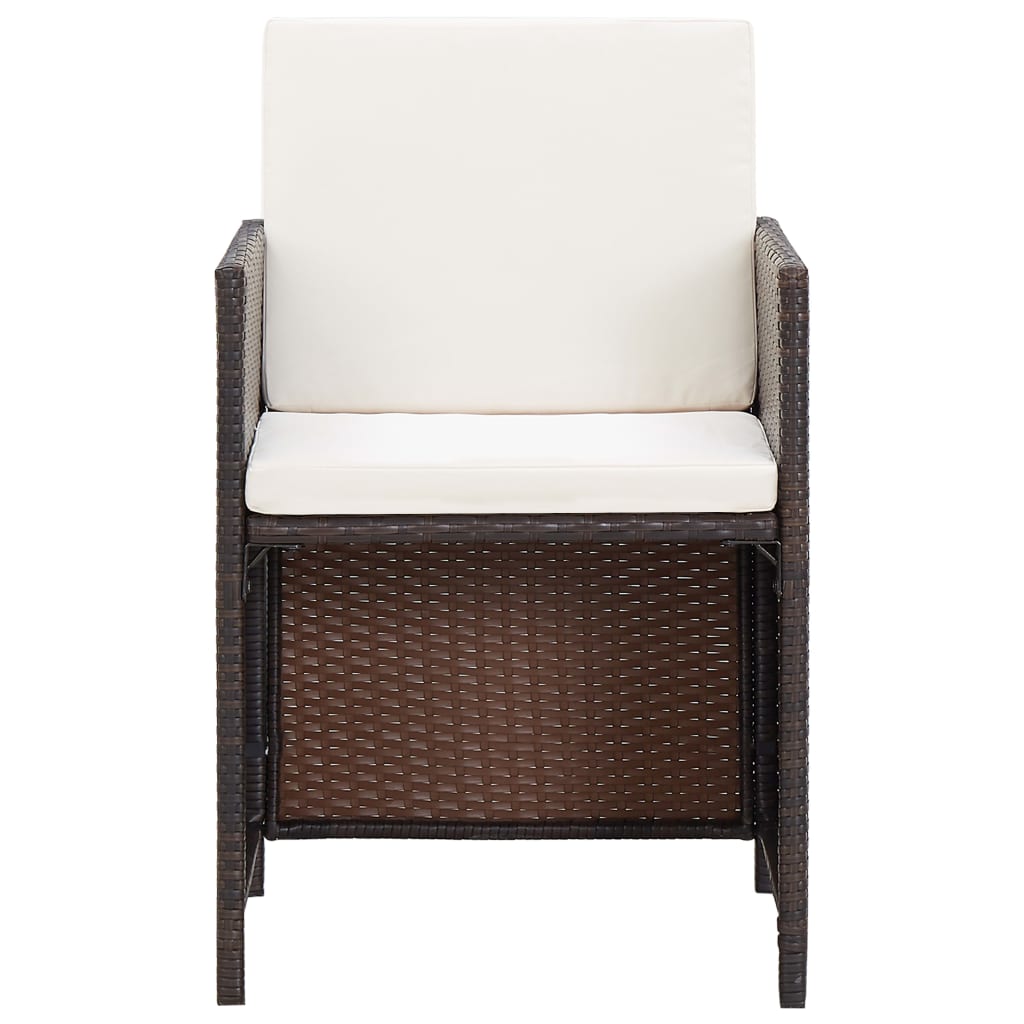 vidaXL Patio Chairs with Cushions 2 pcs Poly Rattan Brown-2