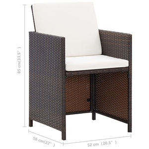 vidaXL Patio Chairs with Cushions 2 pcs Poly Rattan Brown-6