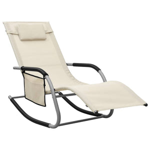 vidaXL Patio Lounge Chair Porch Chair with Pillow Rocking Sunlounger Textilene-21