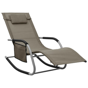 vidaXL Patio Lounge Chair Porch Chair with Pillow Rocking Sunlounger Textilene-27