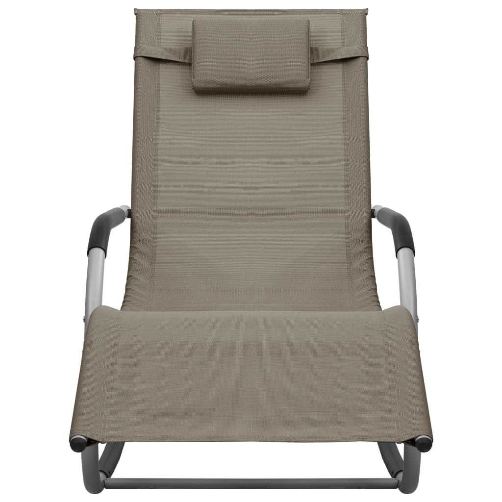 vidaXL Patio Lounge Chair Porch Chair with Pillow Rocking Sunlounger Textilene-52