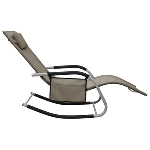 vidaXL Patio Lounge Chair Porch Chair with Pillow Rocking Sunlounger Textilene-4