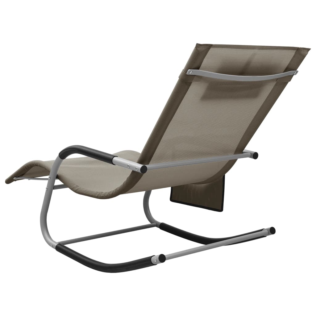 vidaXL Patio Lounge Chair Porch Chair with Pillow Rocking Sunlounger Textilene-10