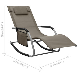 vidaXL Patio Lounge Chair Porch Chair with Pillow Rocking Sunlounger Textilene-31