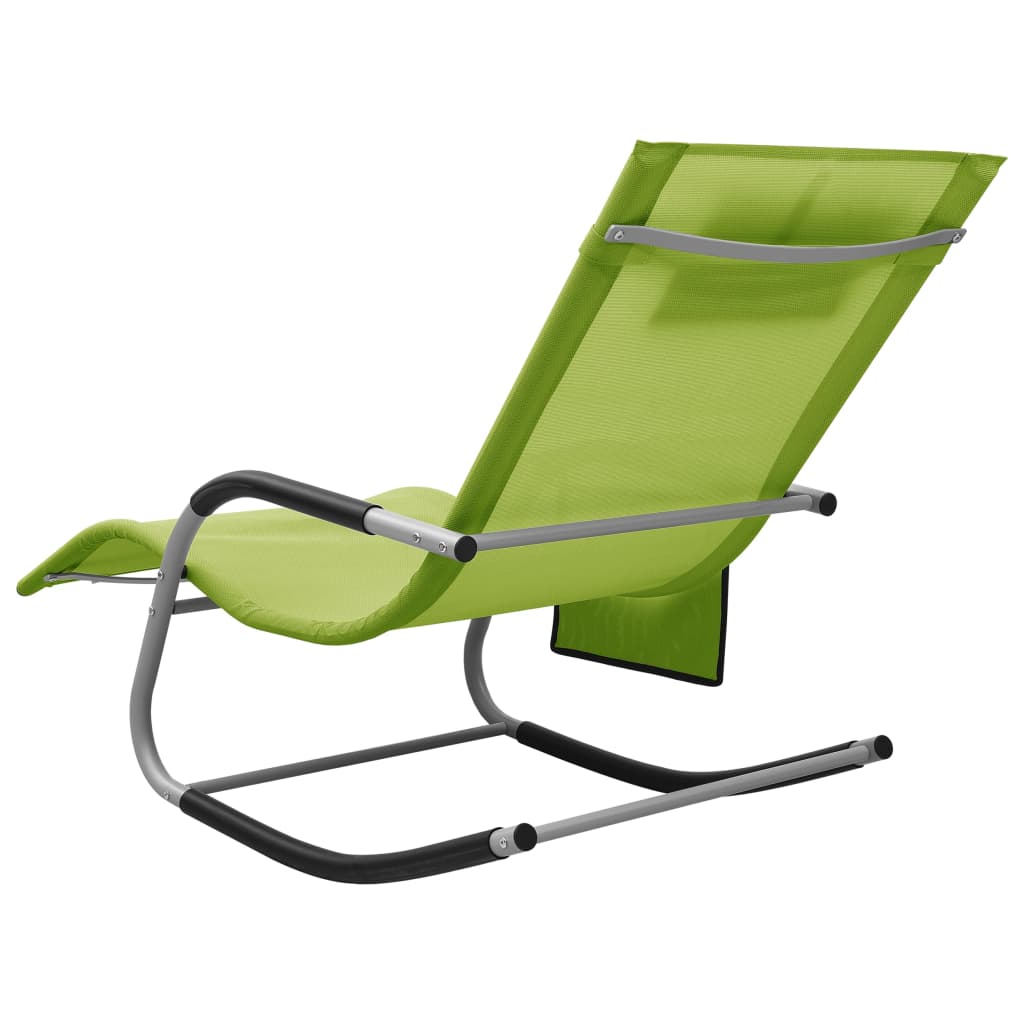 vidaXL Patio Lounge Chair Porch Chair with Pillow Rocking Sunlounger Textilene-40