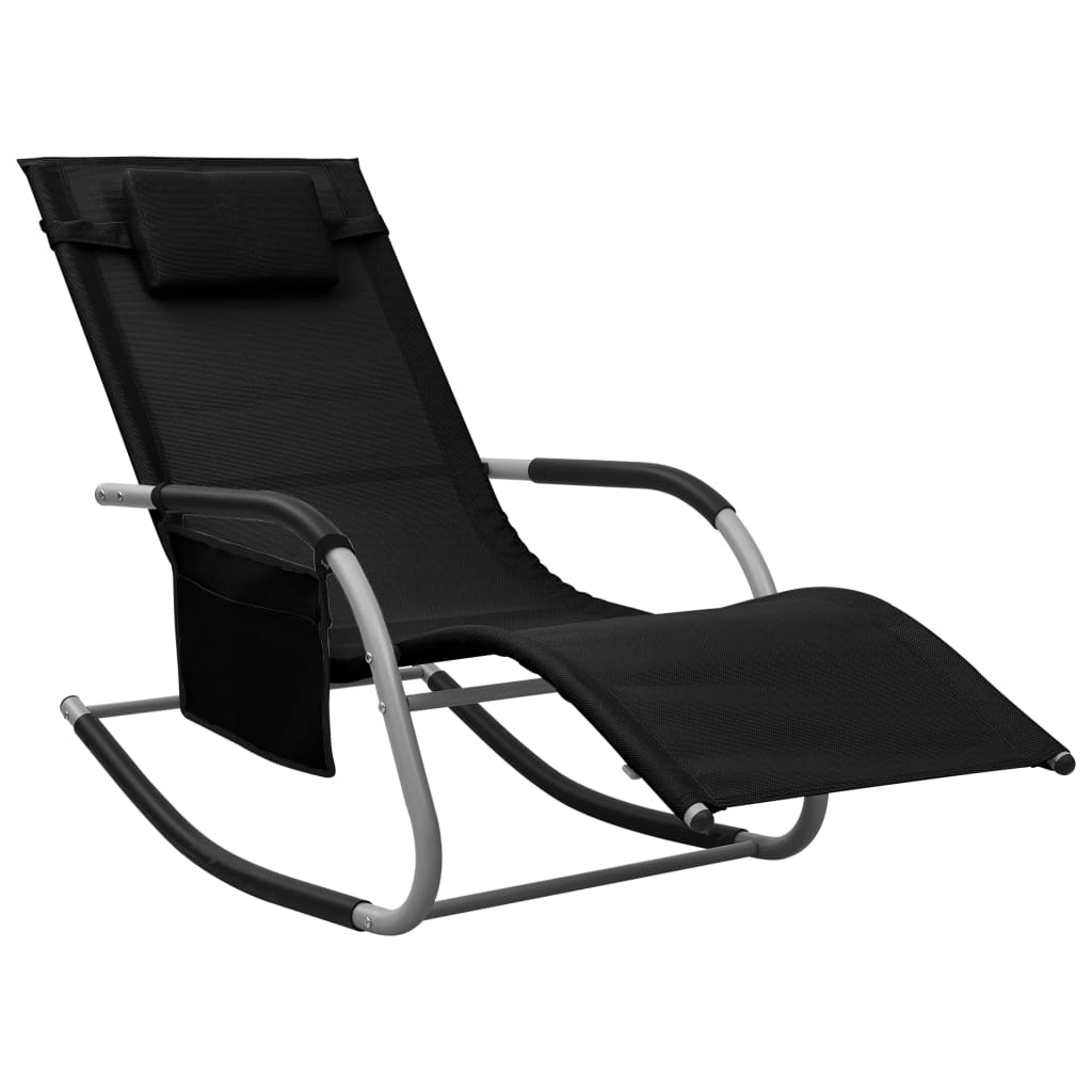 vidaXL Patio Lounge Chair Porch Chair with Pillow Rocking Sunlounger Textilene-41