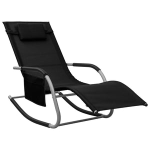 vidaXL Patio Lounge Chair Porch Chair with Pillow Rocking Sunlounger Textilene-41