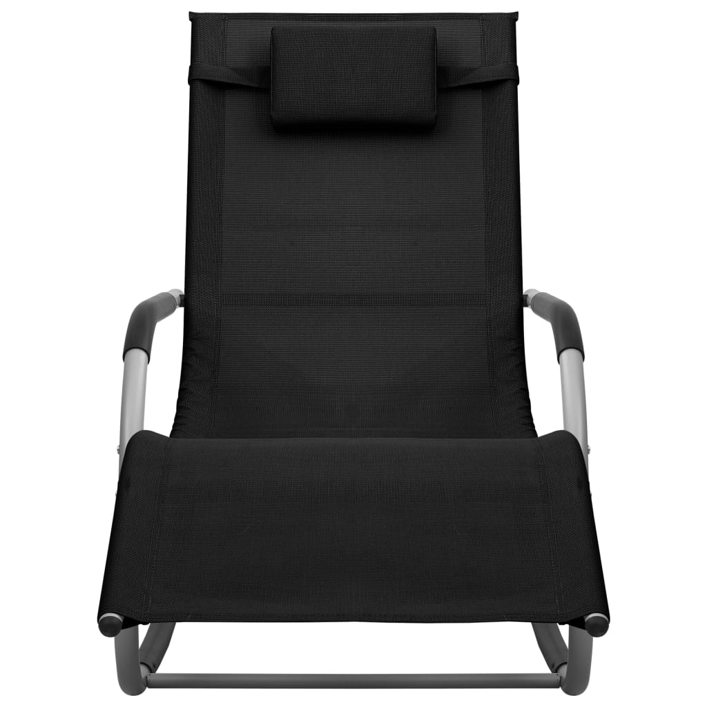 vidaXL Patio Lounge Chair Porch Chair with Pillow Rocking Sunlounger Textilene-46